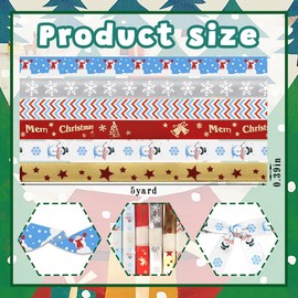 Glodecart 6 Rolls Christmas Ribbon for Wrapping Gifts Grosgrain White Red Gold Ribbon for Gift Wrapping Winter Decoration DIY 3/8" X 30 Yard Snowmen Snowflake Ribbon for Christmas Party Supplies Decor