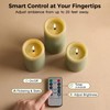 Sage Green Moving Flame LED Pillar Candles with Remote Set