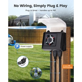 SURAIELEC Mechanical Pool Timer for Above Ground Pools, NEMA 5-15R Plug-in 24-Hour Timer with Dual Outlets, 15A 125V 1HP, Up to 3 Daily Settings, Weatherproof Cover for Pool Pumps, Outdoor Lighting