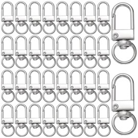 30PCS Metal Swivel Lobster Clasps, Silver Lanyards Snap Hooks, Lobster Clasp Keyring for Backpack Charms Jewelry Making Purse Bags Keychain Connector DIY Art Crafts
