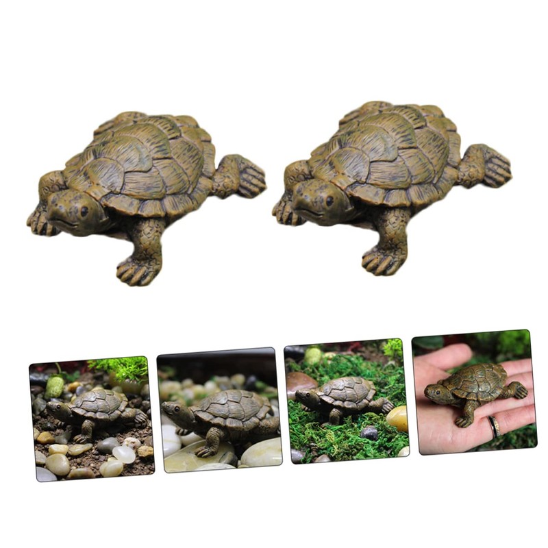 CAXUSD 4pcs Miniature Turtle Figurines Resin Turtle Decor for Garden