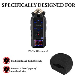 Geekria for Creators Foam Windscreen Compatible with Zoom H6 Essential Recorder, Microphone Wind Cover, Sponge Filter, Portable Digital Recorder (Black/2-Pack)