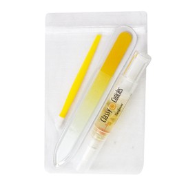 Classy Cuticles | Cuticle Care Gift Set | Special Birthday, Mother's Day, Holiday Gifts | Includes a Cuticle Pusher, Glass Nail File, & 5ml Cuticle Oil Brush Pen | Yellow | Sunflower