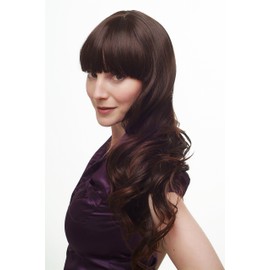 Incredibly beautiful & NEW LADIES FASHION Wig Sexy Fringe Wavy Wig, Dark Brown, streaked brown VERY LONG H9106L Mix 2T33
