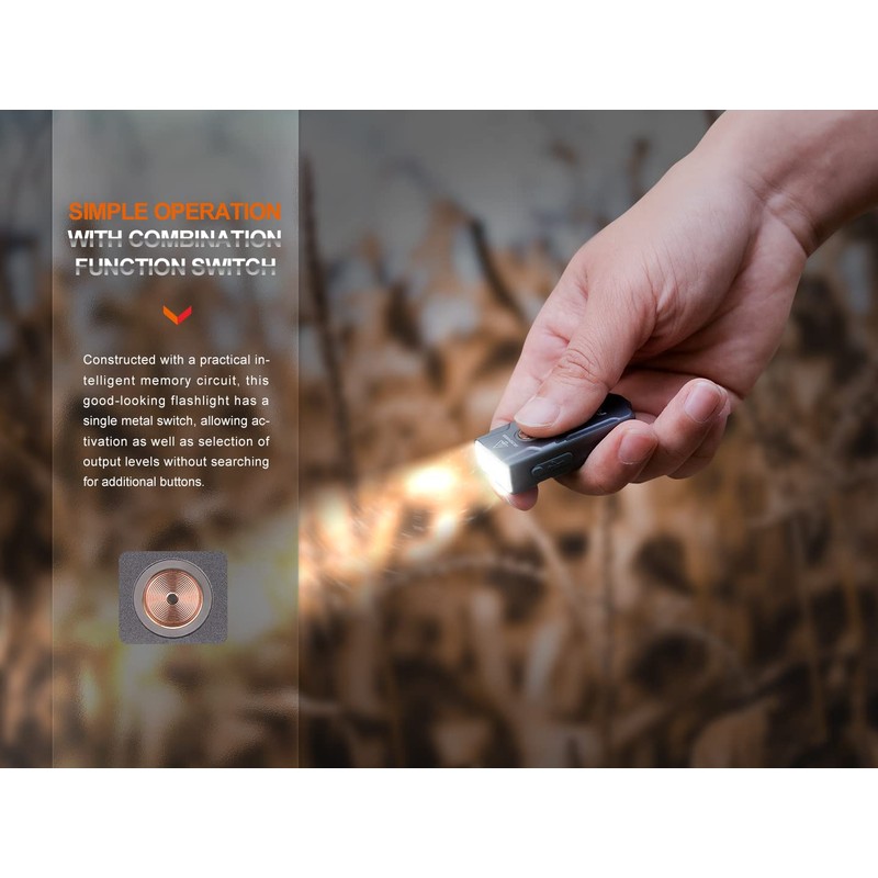 EdisonBright FENIX E03R V2 500 Lumen USB Rechargeable LED keychain