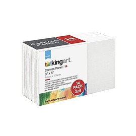 KINGART 819-14 White 3" x 5" ARTIST CANVAS BOARDS, Value Pack of 14 Rectangular Panels, Gesso Primed - 100% Cotton, Art Supplies for Oil and Acrylic Painting