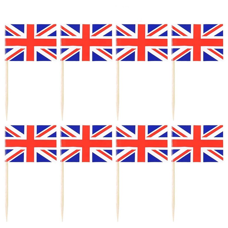 SHATCHI Union Jack Toothpicks British Sandwich Flags Food Cupcake Cocktail