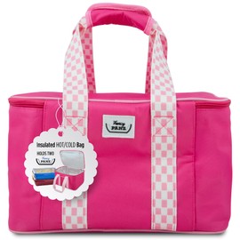 Fancy Panz Insulated Carrier, Casserole Carrier Bag for Hot or Cold Food, Casserole Tray Insulated Bag, Holds 2, Pink