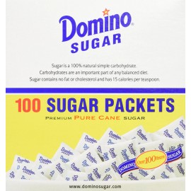 Domino Sugar Packets 100 Count 12.4 Ounce Convenient Sweetener for Coffee Tea