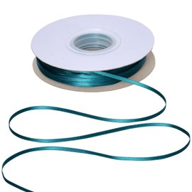 YAMA Teal Double Faced Satin Ribbon, 1/8 Inch 100 Yards, Teal Satin Ribbon for Gift Wrapping Crafts Hair Bows Wedding Party Decoration