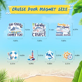 JoyAura Cruise Stateroom Decorations Magnets - 7 Pcs Family Trip Cruise Door Magnet Stickers Magnetic Cute Rudder Cabin Cruise Ship Door Decoration Funny Anchor Magnetic Decor for Fiasta Party Gifts