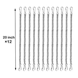 12 Pcs 20 Inch Stained Glass Window Hanging Chain - Silver 304 Stainless Steel, Window Art Decor, Patio Garden Outdoor Decorative Hanging Glass Panels Chains