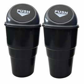 AISIBO Car Trash Can with Lid, Automotive Cup Holder Mini Vehicle Garbage Can Trash Bin for Car Office Home Bedroom (Grey 2 Pack)