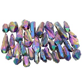 mookaitedecor 460 Gram Bulk Titanium Coated Rock Quartz Crystal Points Irregular Undrilled Rock for Decor Reiki Healing DIY, Colorful