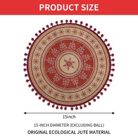 KSKSPE Christmas Place Mats Set of 2, Christmas Place Mats for Kitchen and Dining Room, Jute Place Mats Christmas, Place Mats Kitchen Party Decoration