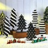Meooeck Table Christmas Tree Decorations Farmhouse Black and White Freestanding