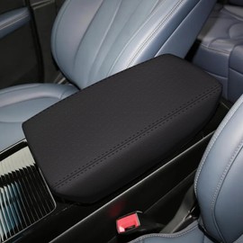 faccaibbg Armrest Cover for Lincoln Nautilus Accessories 2019-2023 (Black) Center Console Arm Rest Cover Waterproof Leather