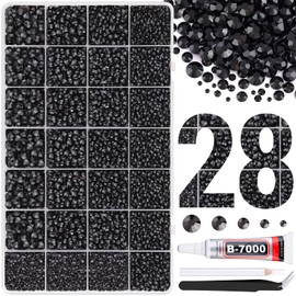 30000Pcs Resin Rhinestones for Bedazzling with B7000 Jewelry Glue, Black Flatback Gems Rhinestones for Crafting, Clothing Tumblers Mugs Shoes Fabric Decor Nail Art