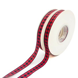2 Rolls 3/8' Christmas Ribbon Plaid, Black Red Buffalo Plaid Fabric Ribbon, Assorted Rustic Wrapping Ribbon for Wreaths DIY Crafts Bow-Knot Making Wedding Party Decor