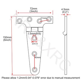 NRC&XRC Pair of 316 Stainless Steel Heavy Duty Marine Grade T Hinge 6"(L)*3"(W) Cast Strap Hinge