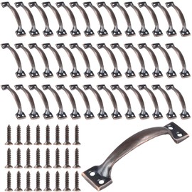 ZEONHEI 40 Pack Black Metal Gate Handles, 4 Inch Door Pull Handle Shed with Screws, Screen Door Handle Fence Gate Handles for Outdoor Fences Wooden Doors