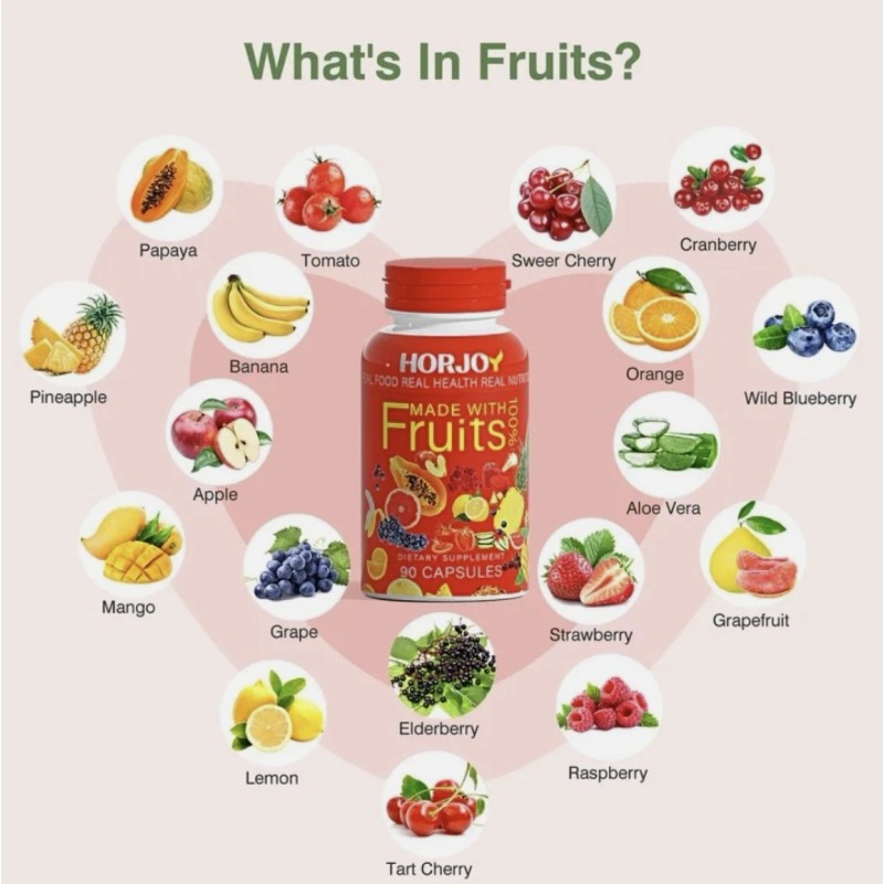 HORJOY 2 Pack HORJOY Nature Fruits + Veggies Vitamins Supplements