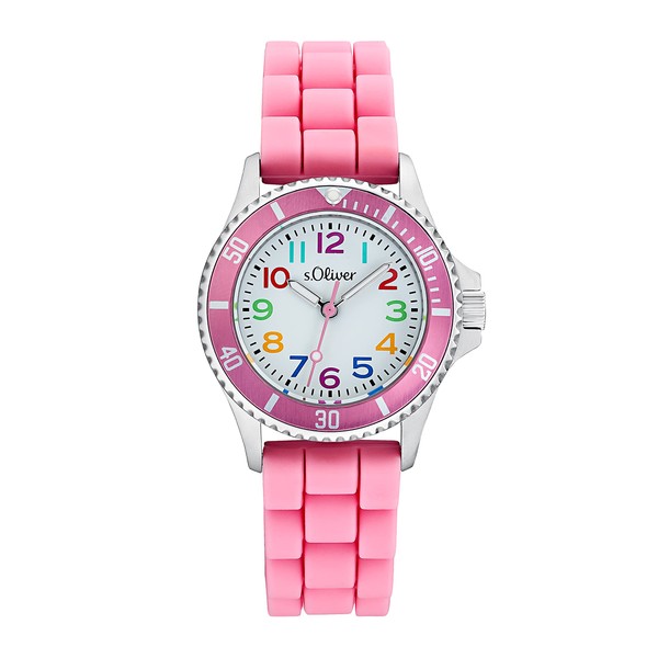 s.Oliver Girl's Children's Quartz Analogue Watch, Pink/Silver, Pink