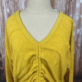 Aerie Towel Terry Cinch Sweatshirt Mustard Size Medium