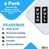 4-Pack Push Pull Waterproof Vinyl Stickers for Doors & Windows,