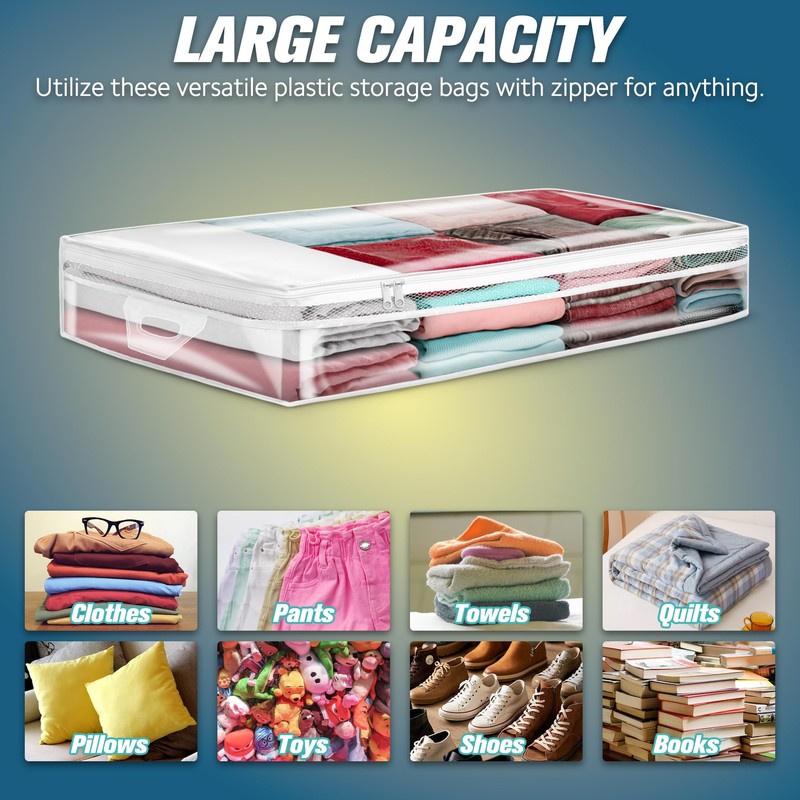 HIBAG 20 Gallon Under Bed Storage Containers, Underbed Clothing Storage
