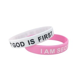 Pingyongchang GOD is First IM Second Christian Silicone Bracelets Cross Inspirational Bible Verses Pray Religious Rubber Bracelet for Women Men Faith Friendship Couples Gifts-Big White Pink