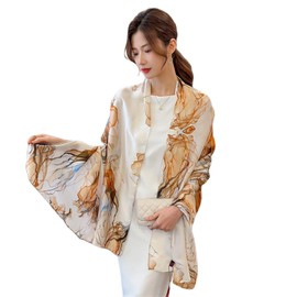 FAIRYGATE Neck Scarf Women's Scarfs Floral Print Fashion Style Ladies Scarves Satin Lightweight And Soft Long Large Shawl Warm Sunscreen Stole Wrap All Season 97034