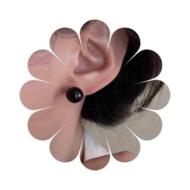 Cimenexe Bohemian Enamel Pearl Earrings Black Pearl Stud Earrings Acrylic Black Pearl Earrings Minimalist Ball Pearl Earrings Jewellery for Women and Girls Gifts, Zinc, No Gemstone