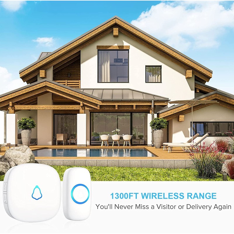 SECRUI Wireless Doorbell with 3 receivers, Waterproof Mini Doorbell 1,000ft