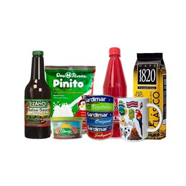 9 Pack Assorted Products from Costa Rica - Surtido Salsa Lizano, Cafe 1820, Atun Sardimar, Jalea Ujarras, Leche Pinito, Sirope La Mundial, Handmade Ceramic Mug 15 fl oz Dishwasher and Microwave Safe
