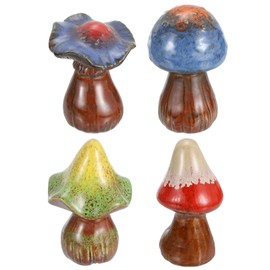 sourcing map 4 Pcs Toilet Bolt Covers, Ceramics Toilet Bolt Caps Mushroom Decor Covers Cute Mushroom Toilet Screw Cover Caps for Decor Bathroom 2.87"x2.87"x3.54"(L*W*H), Multicolored