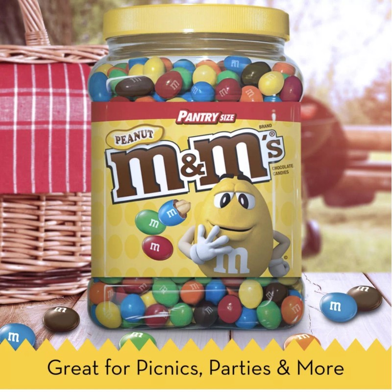 MM's M&M'S Peanut Milk Chocolate Candy Bulk Jar, 62 oz.