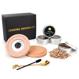 RUIFEN Premium Cocktail Smoker Kit with Wooden Tray – Handcrafted Aromatic Smoking Box for Drinks, Reusable Smoker Gift Set for Home Bar, Parties & Holidays