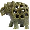 Purpledip Soapstone Statue: Jali Carving Elephant (11662)
