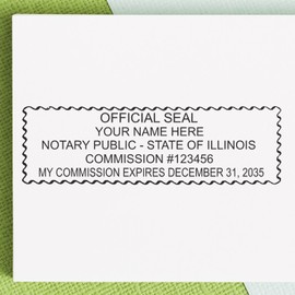 Self Inking Illinois Notary Stamp, Notary Stamp Illinois, Rectangular Imprint, Sized 7/8" x 2-1/4", Up to 5,000 Impressions, Easy Press and Print Stamping