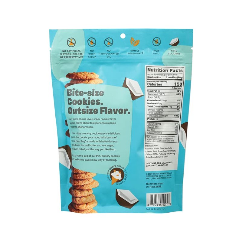 Thinsters Toasted Coconut Biscuits Sweet and Delicious Net Wt. 16