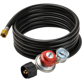 only fire 12 Ft 0-30PSI Propane Regulator High Pressure with PSI Gauge QCC-1 Connection Hose for Grill, Heater, Turkey Fryers, Burner, Fire Pit