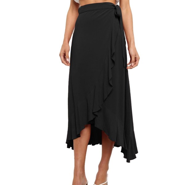 EMOTTOS Women's Laced Long Skirt, Boho High Waist Wrap Midi