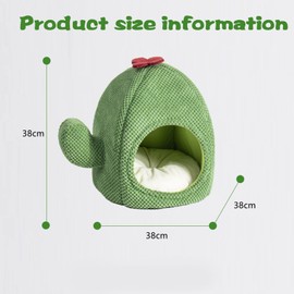 Cute Cat Bed, Cat Bed for Indoor Cats, Cactus Cat Bed Tent Cave with Removable & Washable Cushion Pillow, Soft Pet Cave Beds House for Adult Cats Kitten Puppy(Green)