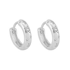 Star Hoop Zirconia Huggie Earrings For Women Girls Minimalist 925 Fashion Sterling Silver 18k Gold Plated, Platinum Plated Hypoallergenic Jewellery with Gift box