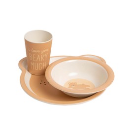 Pearhead Bear Baby Feeding Set - Includes Plate, Bowl, and Cup - Toddler Dinnerware Feeding Essentials for Snacktime and Lunchtime, Baby Led Weaning, 12+ Months