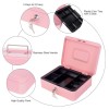 Unbranded Pink Cash Box with Lock and Money Tray Metal