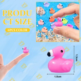 AOT 60PCS Mini Resin Flamingo Ducks with 6 Colors,Mini Plastic Ducks,Flamingo Tiny Ducks,Tiny Plastic Ducks for Garden Landscape Aquarium Ornaments DIY