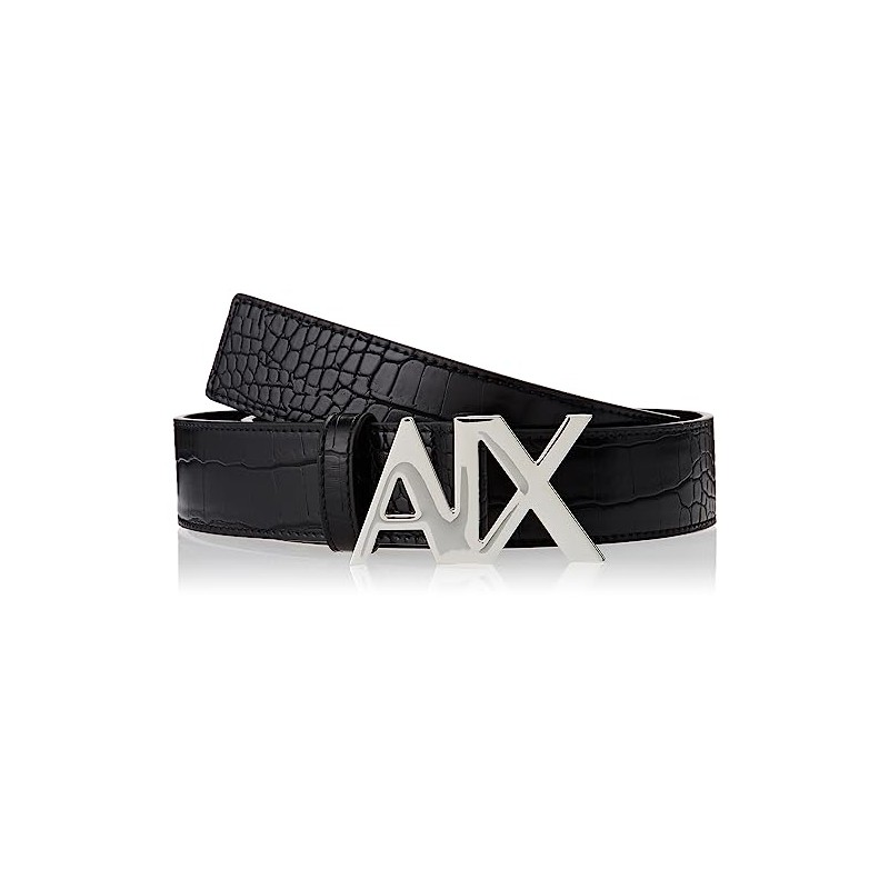 Armani Exchange Casual Logo Buckle, Tortoiseshell Print Belt, black
