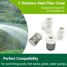 1/2" T Strainers Steel Filter Cover Connected 1/2 in PVC DN15 Water Pipe, Pump Suction Hose Strainer Garden Hose Strainer for Irrigation Garden High Pressure Sprayer Reduce Solid Entry